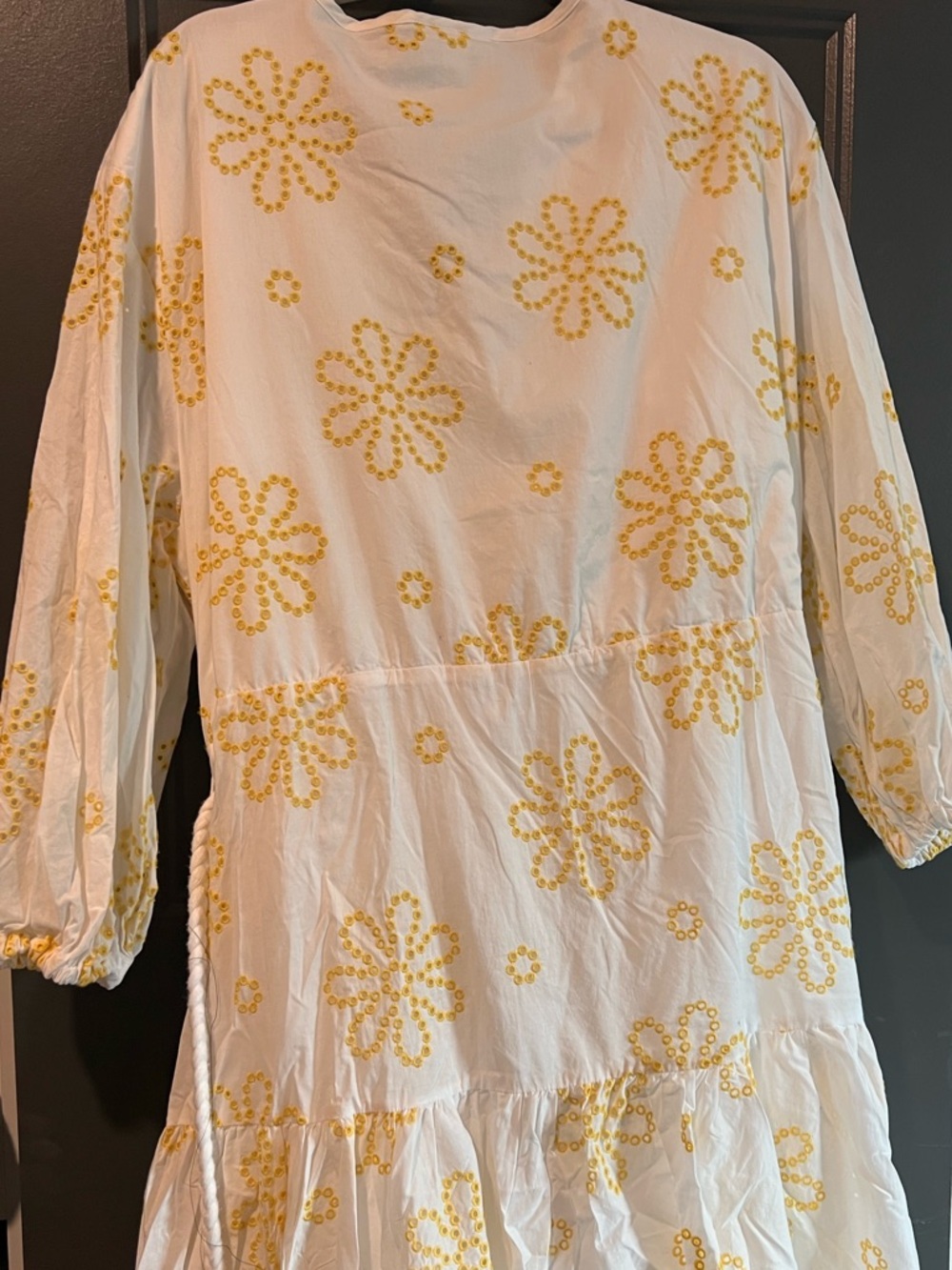 Alexis White Maxi Dress with Yellow Floral Detail 3x